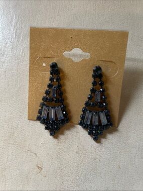 Blue Faceted Crystal Chandelier Earrings